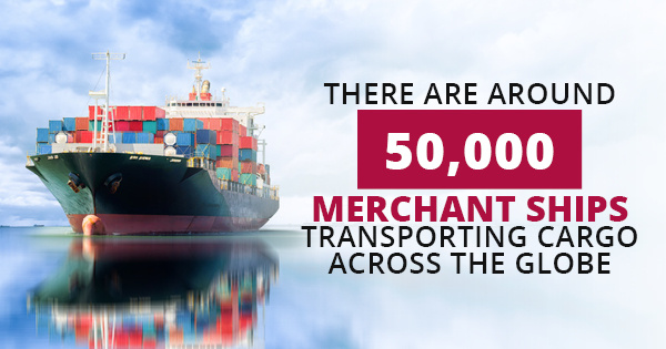 Merchant ship transporting cargo