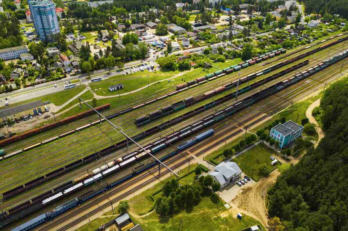 Rail freight transporting cargo