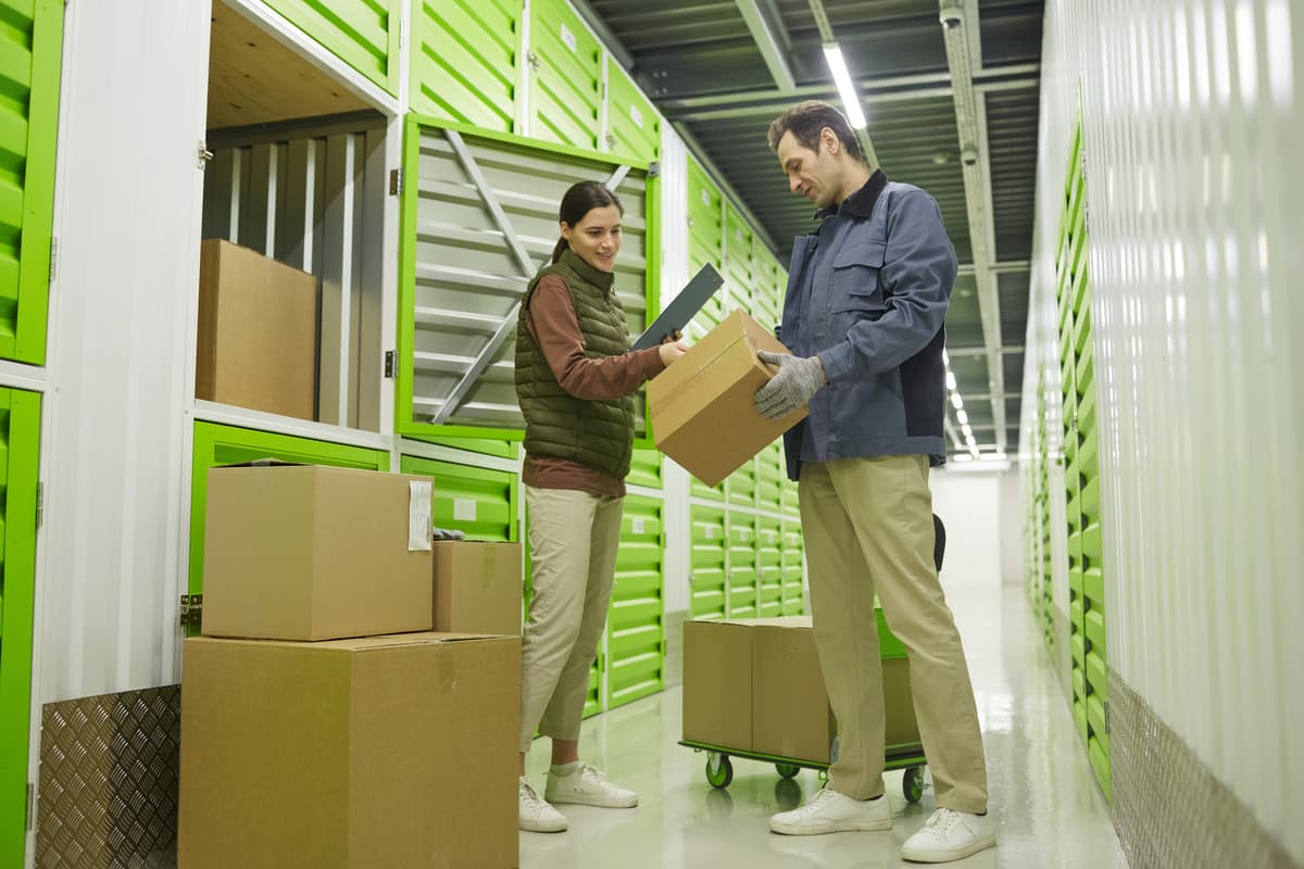 Two people sending packages