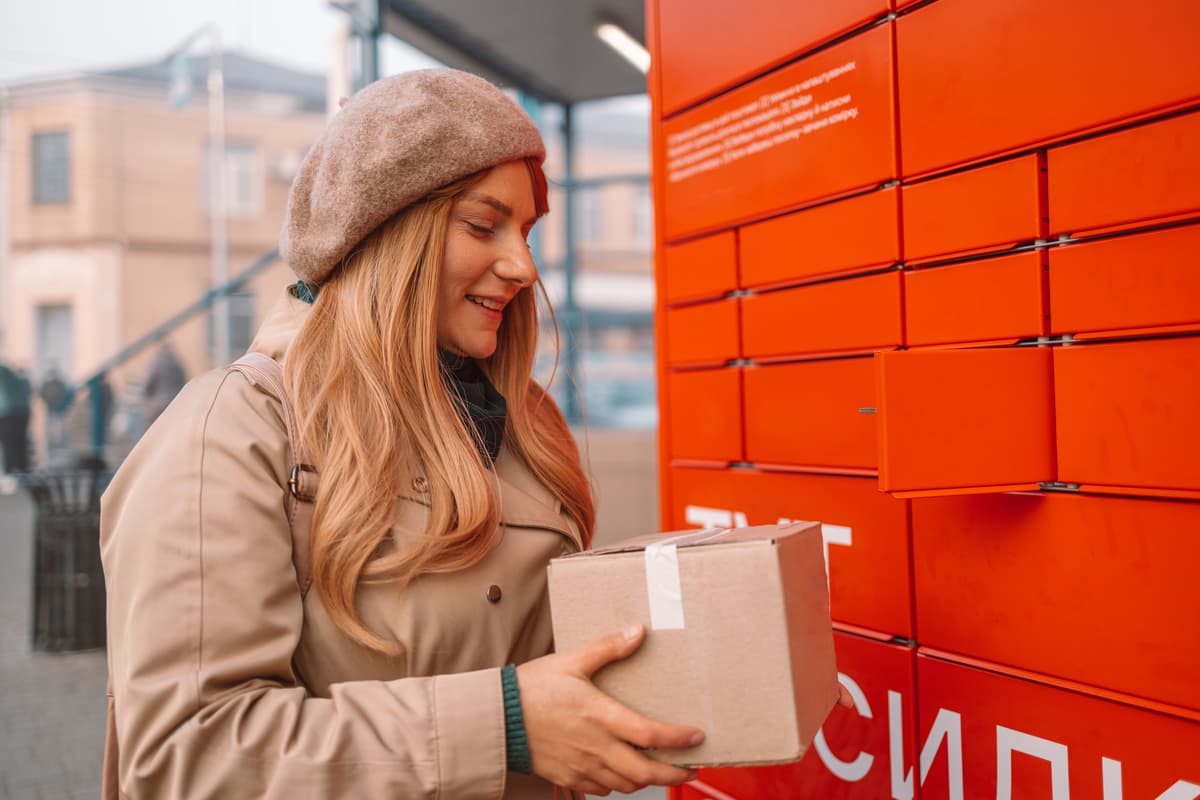 Woman sending a parcel